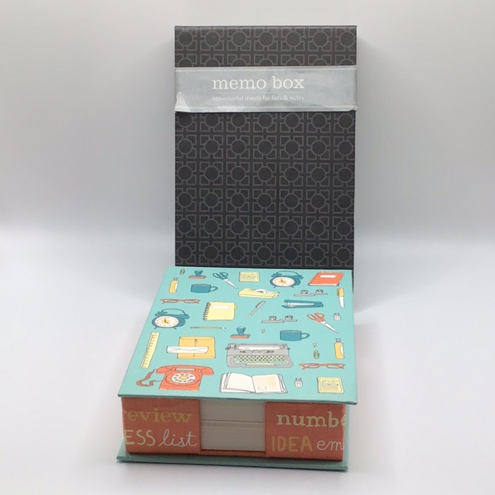 Memo Box with Stationery Design and Office Supplies